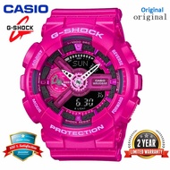 G Shock นาฬิกาข้อมือสปอร์ต GMAS110สำหรับผู้หญิง,นาฬิกาหน้าจอคู่กันน้ำ200เมตรกันกันกระแทกและกันน้ำไฟ LED แสดงเวลาโลกสปอร์ตพร้อมรับประกัน2ปี GMA-S110MP-4A3สีชมพู (มีสินค้าในสต็อก)