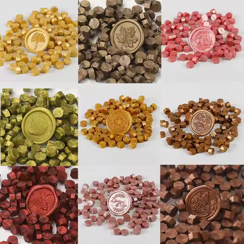 100 Pcs Wax Print Beads Retro Wax Seal for Stamps Sealing Macaron Gold Wedding Birthday Wax Lacquer 