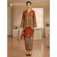 2-Piece Muslimah Kurung Dress Set - Loose Fit with Adjustable Straps, Long Sleeves, Simple Print - L