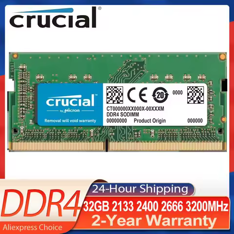 Notebook Crucial DDR4 Ram So-dimm 32GB 3200MHz 2400MHz 2666MHz 2133MHz DDR4 32GB Notebook 260-Pin Fo