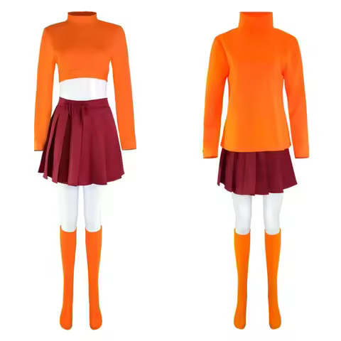 2025 yiyi Velma Orange Top Skirt Socks Costume Cosplay Daphne Purple Dress Halloween Costumes for Wo