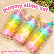 Gummy slime set by pandasquishyshop tofu slime set slime rainbow Ribbon gift hampers Birthday gift slime set Chewy stretchy 6cup Colorful slime/Christmas gift/Christmas gift/Christmas gift/Christmas gift/Christmas hampers/Christmas