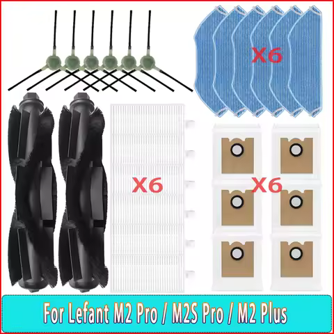 Main Side Brush HEPA Filter Mop Dust Bag For Lefant M2 Pro / M2S Pro / M2 Plus Robot Vacuum Cleaner 