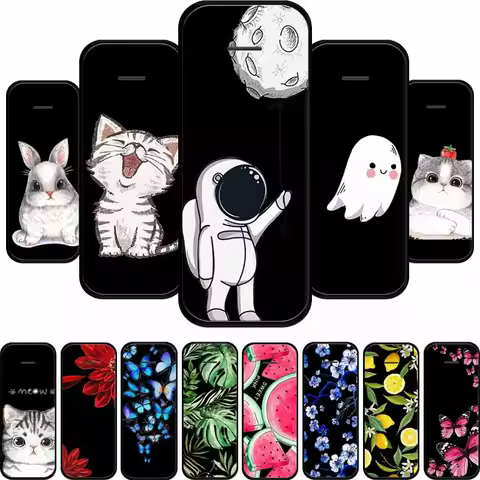 Black Silicone Case For Nokia 215 4G 2025 Case Cartoon Cat Shockproof Soft Back Cover Coque For Noki