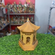 Hexagonal ceramic statue for fish tank and rockery decoration. Size 7x11cm
