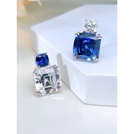 10x10mm 5ct Simulated Diamond Blue Earrings (AB TYPE)