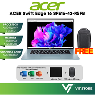 Acer Swift Edge 16 SFE16-42-R5FB Ryzen 5 7535U / SFE16-42-R1NV Ryzen 7 7735U Laptop AMD Radeon, 16” 4K OLED, W11