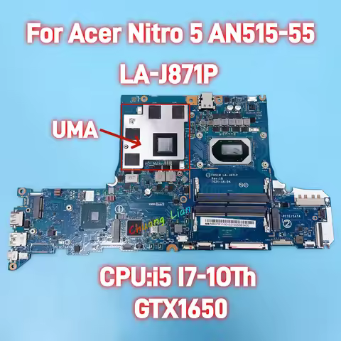 LA-J871P For Acer Nitro 5 AN515-55 Laptop Motherboard with i5 i7-10 th CPU GPU GTX1650 DDR4 100% Ful