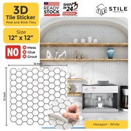 Hexagon White 3D Tiles Sticker Kitchen Bathroom Wall Tiles Sticker Self Adhesive Backsplash Clever Mosaic 12x12 inch Mosaic Self Adhesive Wallpaper Sticker PVC 3D Waterproof Oilproof Ceramic Tiles Stickers DIY Home Decor Kitchen Bathroom Toilet