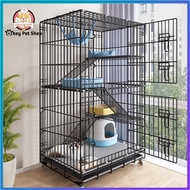 【Low Freight】Cat Cage 4 Layer Pet Cage Foldable Sturdy Pet Furniture Cat Cages with Wheels