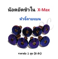 น๊อตยึดชิวใน Xmax ลายจี้ลายแบน มี 3 สี ราคาต่อ 1 ชุด (8 ตัว)