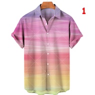 Pink/Blue New Short Sleeves Lapel Shirt Printed Top Men Casual Shirt Men Polo Shirt Leisure Shirt