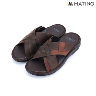 MATINO PLAY รองเท้าแตะชายหนังแท้ รุ่น MC/T 52062 - BLACK/BROWN