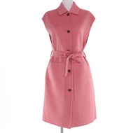 สภาพดีเยี่ยม ☆ HERMES 24AW 4H0101DA เสื้อกั๊กยาวแขนกุดผ้าแคชเมียร์ 100% สองด้าน สีชมพู ไซส์ 34 ผลิตใ