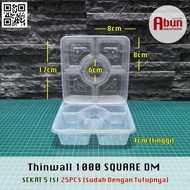Thinwall 1000 ML Square Sekat 5 DM Isi 25pcs