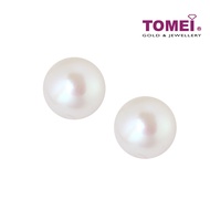 TOMEI Pearlfect Love White Pearl Earrings, White/Yellow Gold 585