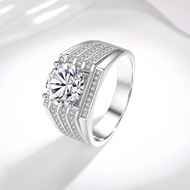 Luxury Platinum Color Diamond Crystal Silver Titanium Steel Men Fashion Jewelry Engagement Wedding R