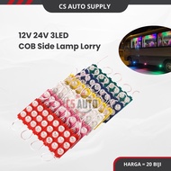 20PCS LED 24V 3MATA 3LED 3Watt Lampu Lori TrailerTreler COB Side Lamp Marker Roof Cabin Light Lorry