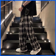 ✆ ◄ ¤ ACHSAWAKE Men's Loose Plaid Pants Retro Fashion Korean Casual Pants