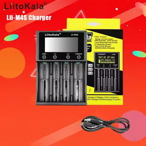 LiitoKala Lii-M4S18650 Smart Battery Charger LCD Display For 26650 21700 32650 18500 20700 16340 CR1