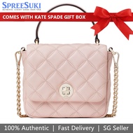 Kate Spade Handbag In Gift Box Crossbody Bag Smooth Quilted Natalia Square Crossbody Rose Smoke Pink # K8162