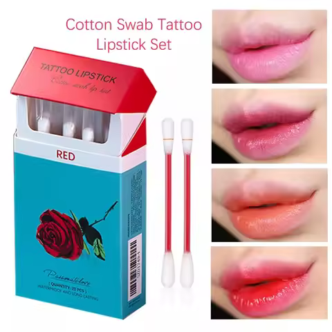 20pcs Cigarette Cotton Swab Lipstick Tattoo Lipstick Non-Stick Long-Lasting Waterproof and Kiss-proo