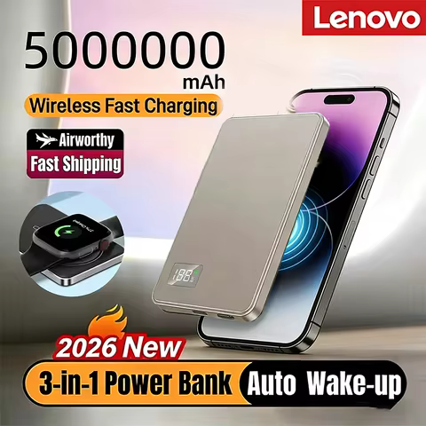 Lenovo 500000mAh Wireless Magnetic PowerBank for Magsafe Fast Charging PD22.5W Portable External Bat