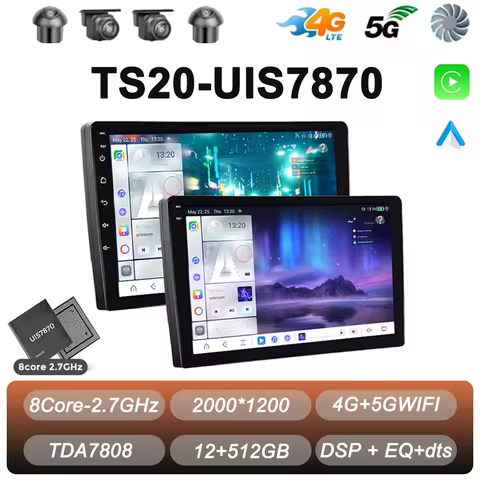 TS18 TS20 TS105 7870 Universal 9 10 Inch QLED 2K Screen Android 13 Car Radio Multimedia Video Player