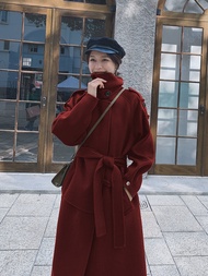 เสื้อโค้ทขนสัตว์หนา Lecea Alice สำหรับผู้หญิง ฤดูหนาว 2024 สไตล์เกาหลี ทรงตรง ปกโปโล กระดุม กระเป๋า