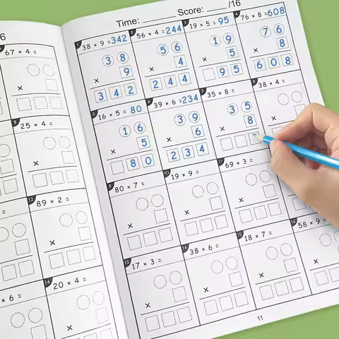 Digit Multiplication Math Workbook / Long Division Math Practice Worksheet Test Notebook Grades 3-6