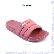 Zuma Women Slide Puffy 2 Redwood, Plain Slip On Rubber Women's Slop Sandals, Redwood