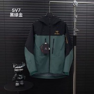 Arcteryx始祖鳥 Alpha系列 Sv 第7代 GORE-TEX Pro 刺繡Logo圖案休閒運動連帽拉鍊硬殼衝鋒衣風衣外套滑雪服
