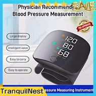 TranquilNest Wrist Style Rechargeable Digital Blood Pressure Monitor With Big LCD Display Voice