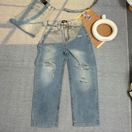 (Length 98cm) Ripped High-Waist Straight Jeans, Big Hybrid Thao Xinh From 40-65kg Ms 444