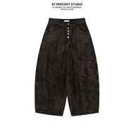 67PERCENT / 67% Wide Leg Washed Jeans with DUNE DRIFT BAGGY JEANS Logo Embroidery