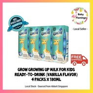 Abbott GROW Growing Up for Kids-Ready-To-Drink Packet Milk- Vanilla Flavour (4 packs x 180ml)(Local 