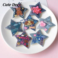 [Cute Decoration] Y2K Sweet Cool Denim Five-pointed Star Shoes Flower Hole Shoes Button Shoes Shoe B