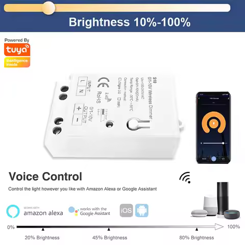 Mini 0/1-10V Tuya WiFi LED Dimmer Controller Wireless Control Alexa Google Home For 0-10V LED Dimmab