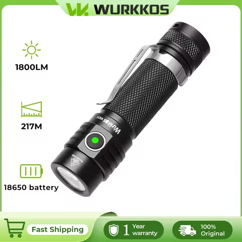 Wurkkos WK03 LED Flashlight 18650 Torch 1800LM ATR Luminus SST40 Rechargeable USB C Light IP68 Water