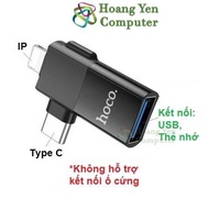 Hoco UA17 2 in 1 OTG Adapter - IP to USB or Type C to USB Converter - Used to Connect USB, Memory Ca