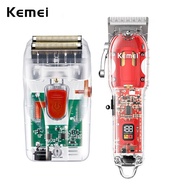 Kemei Transparent Style Professional Rechargeable Clipper Cordless Hair Trimmer Hair Cutting Machine Electric Shaver