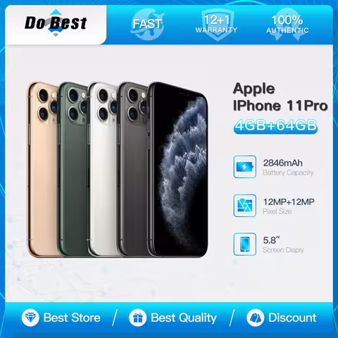 Apple iPhone 11 Pro 4G LTE Smart Phone 5.8" Super Retina XDR OLED 64/256 ROM A13 Bionic Hexa-Core Fa