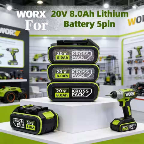 New 5Pin 20V 6.0Ah 8.0Ah Battery WA3016 WA3023 WA3027 Replacement for WORX PowerShare Cordless Drill