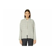 Eileen fisher heathered check wool blend high collar coat