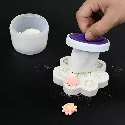 1pcs Fondant Sugar Cake Anti-stick Puff Flip Sugar Paste Powder Sprinkle Flour Starch Puff Cake Baki