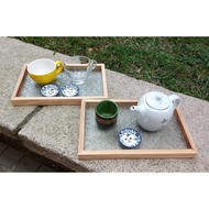 Hand-Made Cypress Begonia Flower Glass Tray (Large)