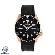 Seiko 5 SRPD76K1 SRPD76 Superman Black Silicone Rose Gold Case Automatic Mens Watch
