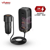 VIVAN VCC05 Car Charger 90W Car Charger with 6 Original Ports