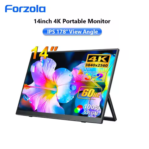 FORZOLA 14 Inch 4K UHD Portable Monitor 3840*2560 IPS Screen TypeC External Display with Stand 75X75