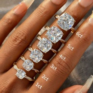 1-5ct Real Cushion Cut Moissanite Ring Pass Diamond Test GRA Certified 18K Gold Plated 925 Sterling 